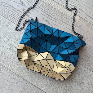 Emilio Pepe Blue Gold Geometric Purse